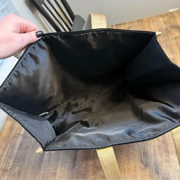 Jimmy Choo Parfums Tote Bag Black Velvet Gold Metallic Sparkle Drop Handle - Picture 10 of 10